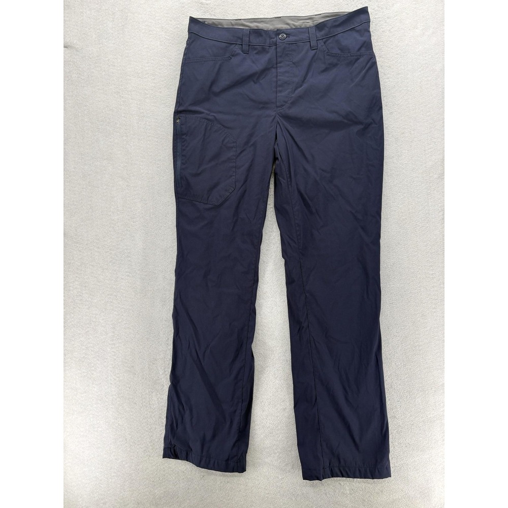 Eddie Bauer Fleece Lined Tech Pants Mens 36x34 Blue Water Repellent UPF 50 Trail